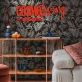 COSMOPOLITAN non-woven wallpaper black silver leaves - stylish non-woven wallpaper bedroom 