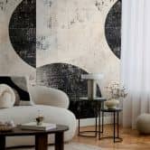 COSMOPOLITAN Wall Mural Circles Black White modern used look non-woven wallpaper cream 