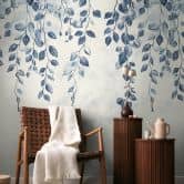 COSMOPOLITAN Wall Mural Leaves Vines Blue White - design non-woven wallpaper nature 