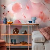 COSMOPOLITAN Wall Mural Colorful Leaves Pink Blue - modern watercolor non-woven wallpaper 