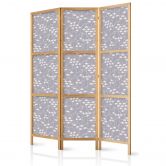 Japanischer Paravent, Raumteiler freistehend, Trennwand - Tiny Light-Beige Fish: Oceanic Depths 