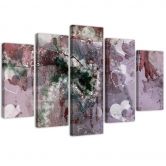 Leinwandbild 5 teilig, Abstrakt Herz Violett Lila 