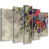 Leinwandbild 5 teilig, Blumenstrauß 