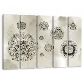 Leinwandbild 5 teilig, Florale geometrische Formen 