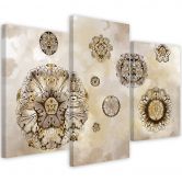 Leinwandbild 3 teilig, Florale geometrische Formen 