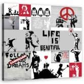 Tableau sur toile, composition Banksy graffiti 