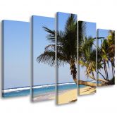 5-delige canvas print tropisch strand oceaan palmbomen 