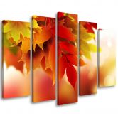 Leinwandbild 5 teilig, Herbstblätter Natur 