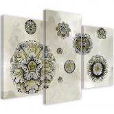 Leinwandbild 3 teilig, Florale geometrische Formen 