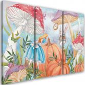 Leinwandbild 3 teilig, Little Alice im Land der Wunder 