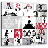 Leinwandbild, Banksy Street Art Graffiti Collage 