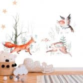 Fototapete Kinderzimmer ForestFriends weiß orange - Vliestapete Designwalls 2 - 2,55 x 3,5 m 