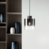 Pendelleuchte Benett, braun, 120 x 20 cm, Glas Pendelleuchte 