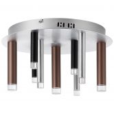 Deckenleuchte Eddy, braun, 21,5 x 40 cm, Metall Deckenlampe, dimmbar 
