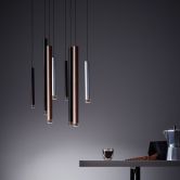 Pendelleuchte Eddy, braun, 180 x 40 cm, Metall 