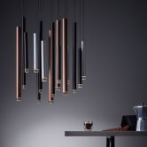 Pendelleuchte Eddy, braun, 180 x 55,3 cm, Metall Pendellampe, dimmbar 