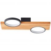 Deckenleuchte Elena, braun, 40x25 cm, Holz LED-Deckenleuchte, dimmbar 