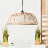 Pendelleuchte Elma, braun, 134,5 x 56 cm, Bambus Pendellampe 