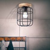 Deckenleuchte Inga, braun, 26,8 x 20 cm, Holz Innenleuchte 