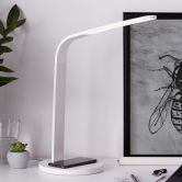 Tischleuchte Jannes, weiß, 38 x 18 x 36 cm, Nachttischlampe, dimmbar 