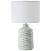 Textil-Tischleuchte Jasper, weiß/grau, 42 x 25 cm 
