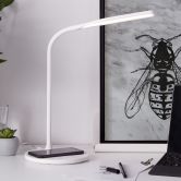 Tischleuchte Joy, weiß, 34 x 17 cm, Nachttischlampe, dimmbar mit Ladefunktion (Qi) 
