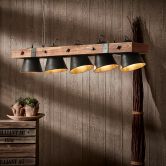 Pendelleuchte Maria, braun, 115 x 95 cm, Holz Pendellampe, dimmbar 