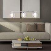 Pendelleuchte Martin, grau, 131 x 56,5 cm, Glas Pendellampe 