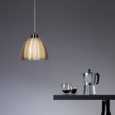 Pendelleuchte Maxime, metallic, 126 x 19,5 cm, Glas Pendellampe, dimmbar 