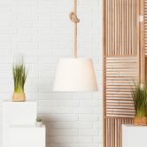 Pendelleuchte Milan, braun, 130 x 35 cm, Textil Pendelleuchte 