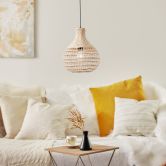 Pendelleuchte Olivia, braun, 120 x 32,5 cm, Rattan Pendelleuchte 