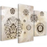 3-delige canvas print, bloemen geometrische vormen 