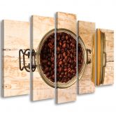 Wandbild 5-teilig, Kaffeebohne Holz 