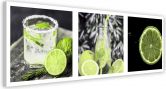 Leinwandbild, Limette mit Spritzwasser 