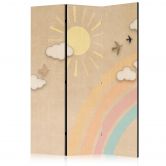 Paravent, Raumteiler freistehend, Trennwand - Holiday Sky - A Rainbow on a Sunny Day and Flying Birds 