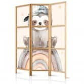 Japanischer Paravent, Raumteiler freistehend, Trennwand - Happy Sloth 