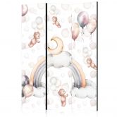 Paravent, Raumteiler freistehend, Trennwand - Plush Bears with Balloons - Pastel Hues 