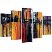 Leinwandbild 5 teilig, Abstraktion Farbiges Acryl 