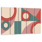Leinwandbild 5 teilig, Geometrische Abstraktionsformen 
