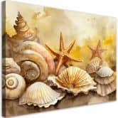 Leinwandbild, Muscheln und Seesterne gemalt 