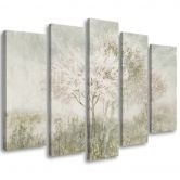 5-delige canvasprint, een bloeiende boom in de wei 