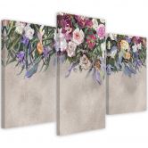 Leinwandbild 3 teilig, Blumen überwachsen 