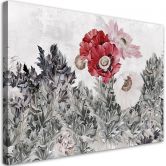 Leinwandbild, Rote Mohnblumen im Garten 
