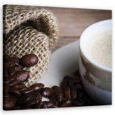 Leinwandbild, Kaffeebohnen und Tasse 