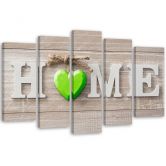 Leinwandbild 5 teilig, Home Herz Shabby Grün 