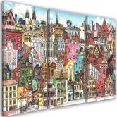 Leinwandbild 3 teilig, Fröhliche Stadt 