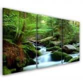 Leinwandbild 3-teilig, Wald Felsen Wasserfall 