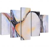 Leinwandbild 5 teilig, Abstraktion Pastell Beige 
