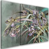Leinwandbild 3 teilig, Iris Blumen im Wind 