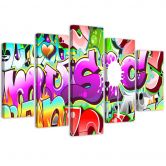 Leinwandbild 5 teilig, Abstrakte Graffiti-Musik 